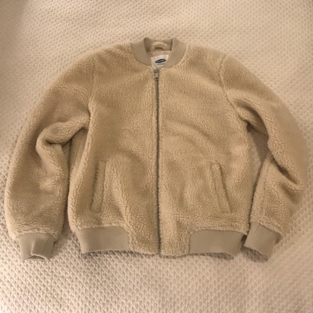 Fuzzy bomber jacket